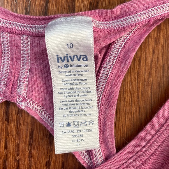 Ivivva (Girl’s Lululemon) Pink Tank Top Size 10 - Picture 3 of 3